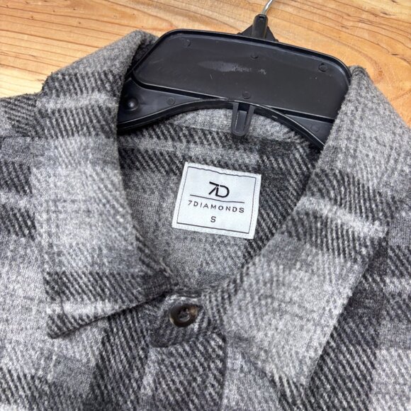 7 Diamonds Shirt Mens Small Gray Generation Soft Flannel Button Up Stretch - Picture 3 of 11